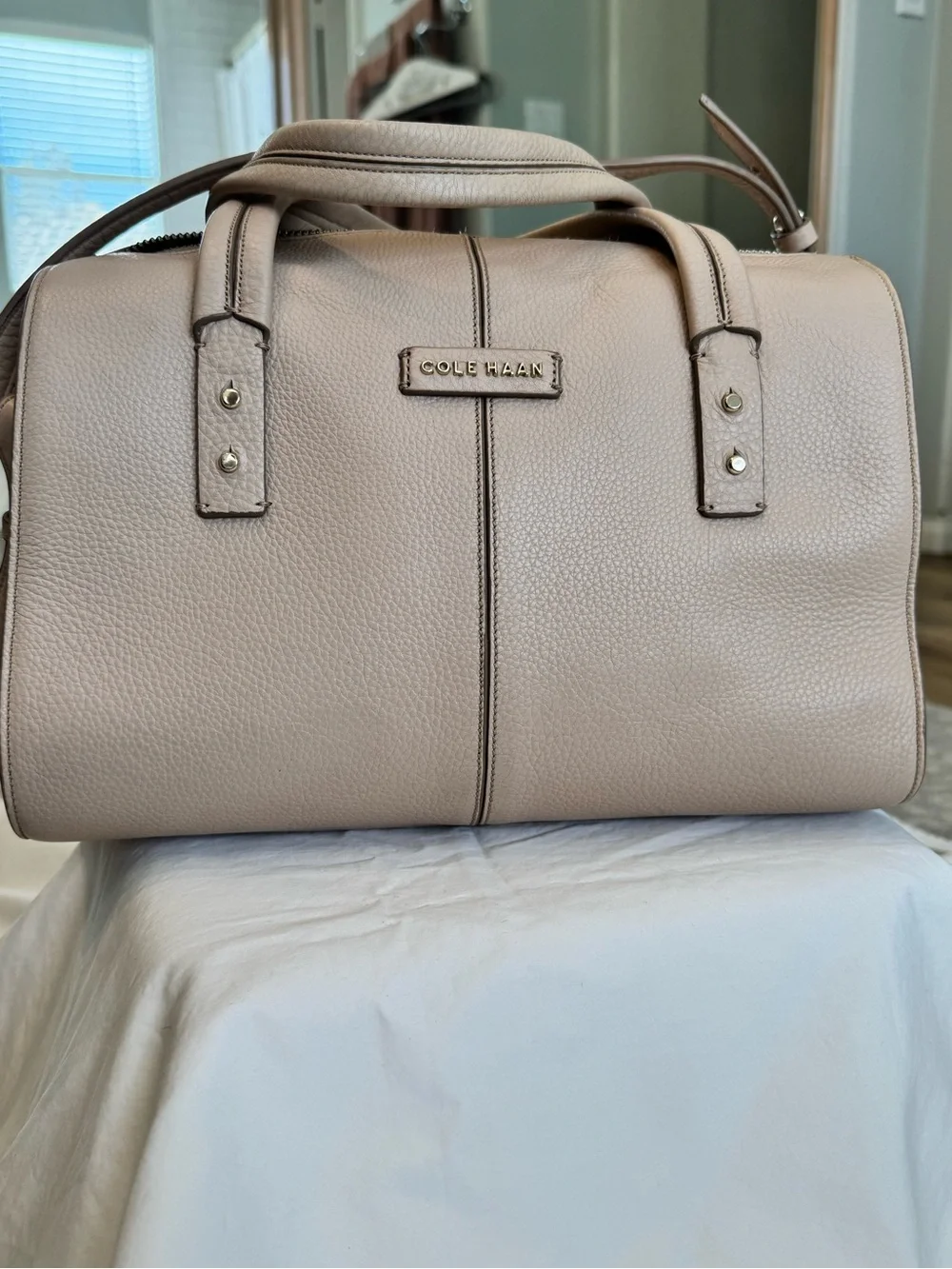 Cole Haan Blush Peachy Pink Pebbled Leather Satchel